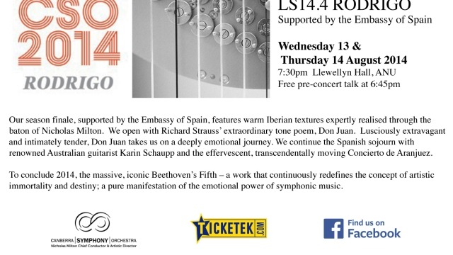 Canberra Symphony Orchestra LS 14.4 Rodrigo Canberra Symphony Orchestra LS 14.4 Rodrigo