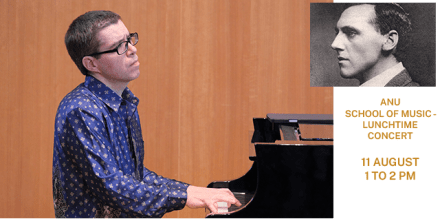 Photo: Edward Neeman (piano) - Insert: Composer FS Kelly.