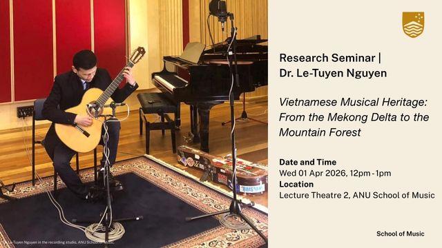 Dr. Le-Tuyen Nguyen in the recording studio, ANU School of Music.