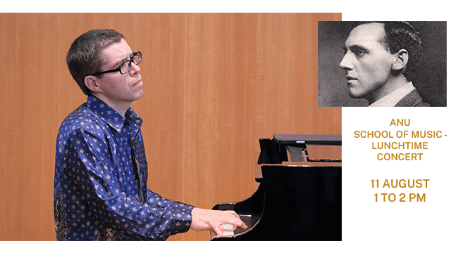 Photo: Edward Neeman (piano) - Insert: Composer FS Kelly.