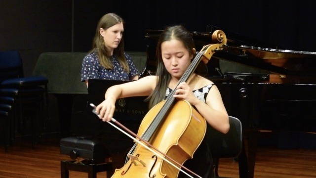 Image: ANU School of Music student Eloise Ng (cello) and Ella Luhtasaari (piano). P﻿hoto by Yun Hu
