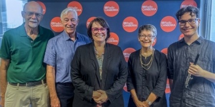 Image: interview with Georgia Stynes on ABC radio on 6 December. TLC President Ted Briggs, Past President Graeme Taylor,  Georgia Stynes, Secretary Margaret Adamson and Dante Costa (from left to right).